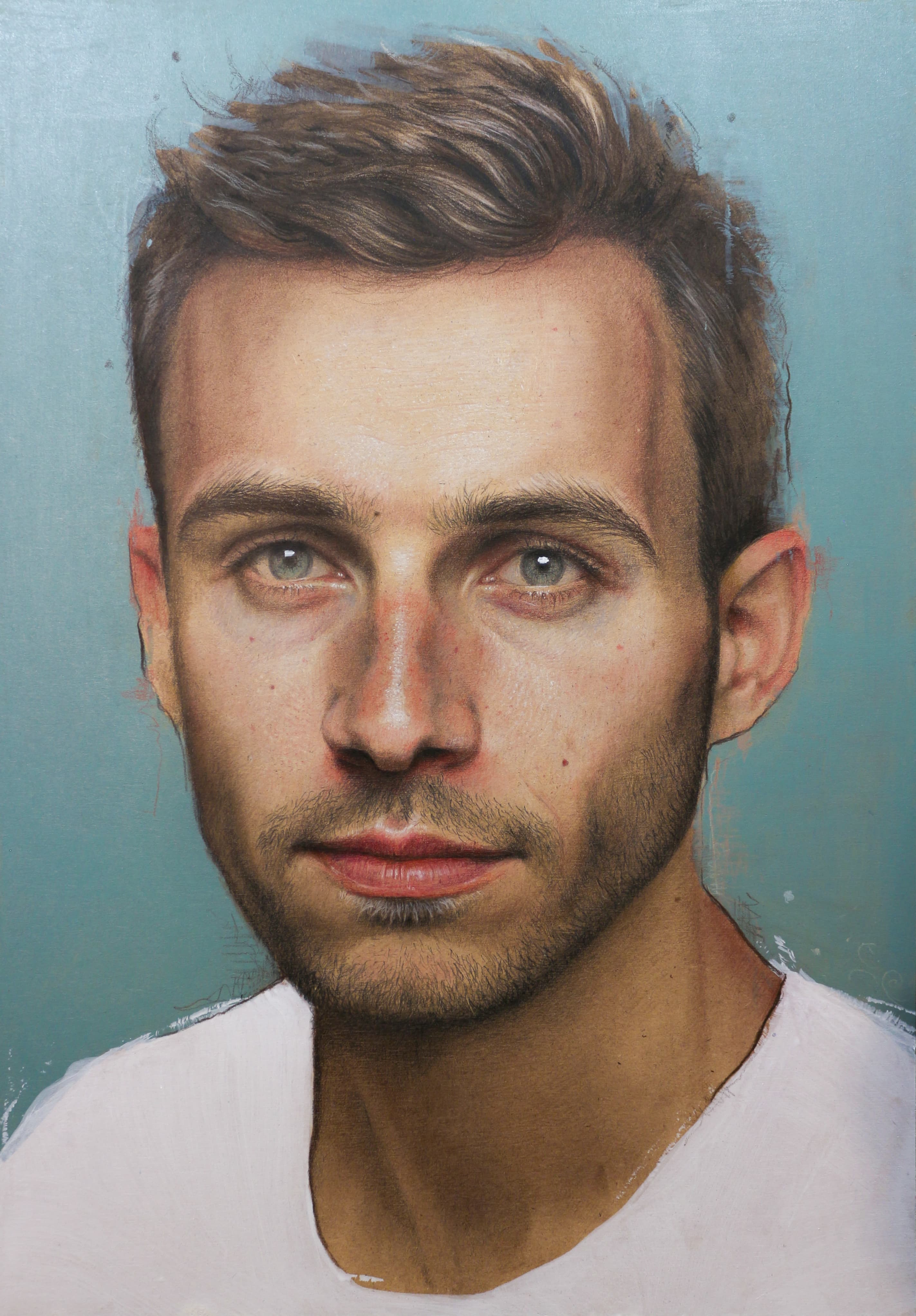Mathew, private commission, mixed material on board, 40x55cm by Mar.Z by Marzieh Shojaei