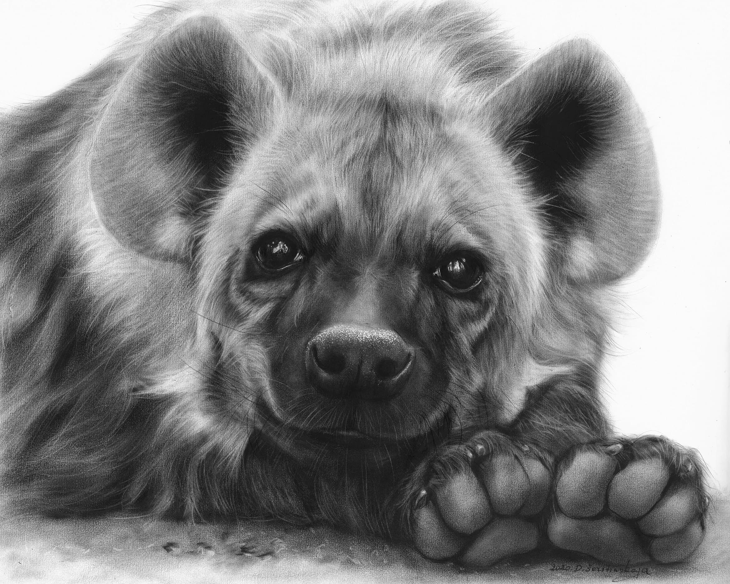 Adorable Hyena in oils by Danguole Serstinskaja
