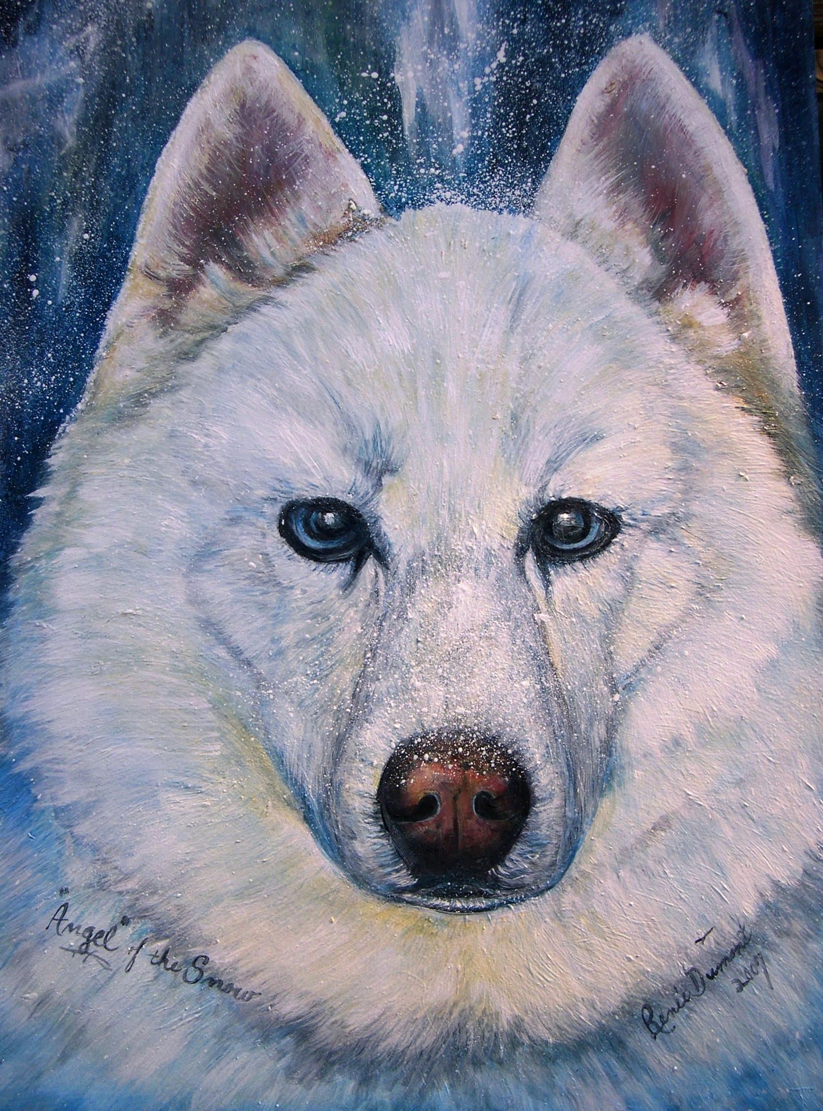 Siberian Husky Painting | Mixed Media & Oil by Renee Dumont