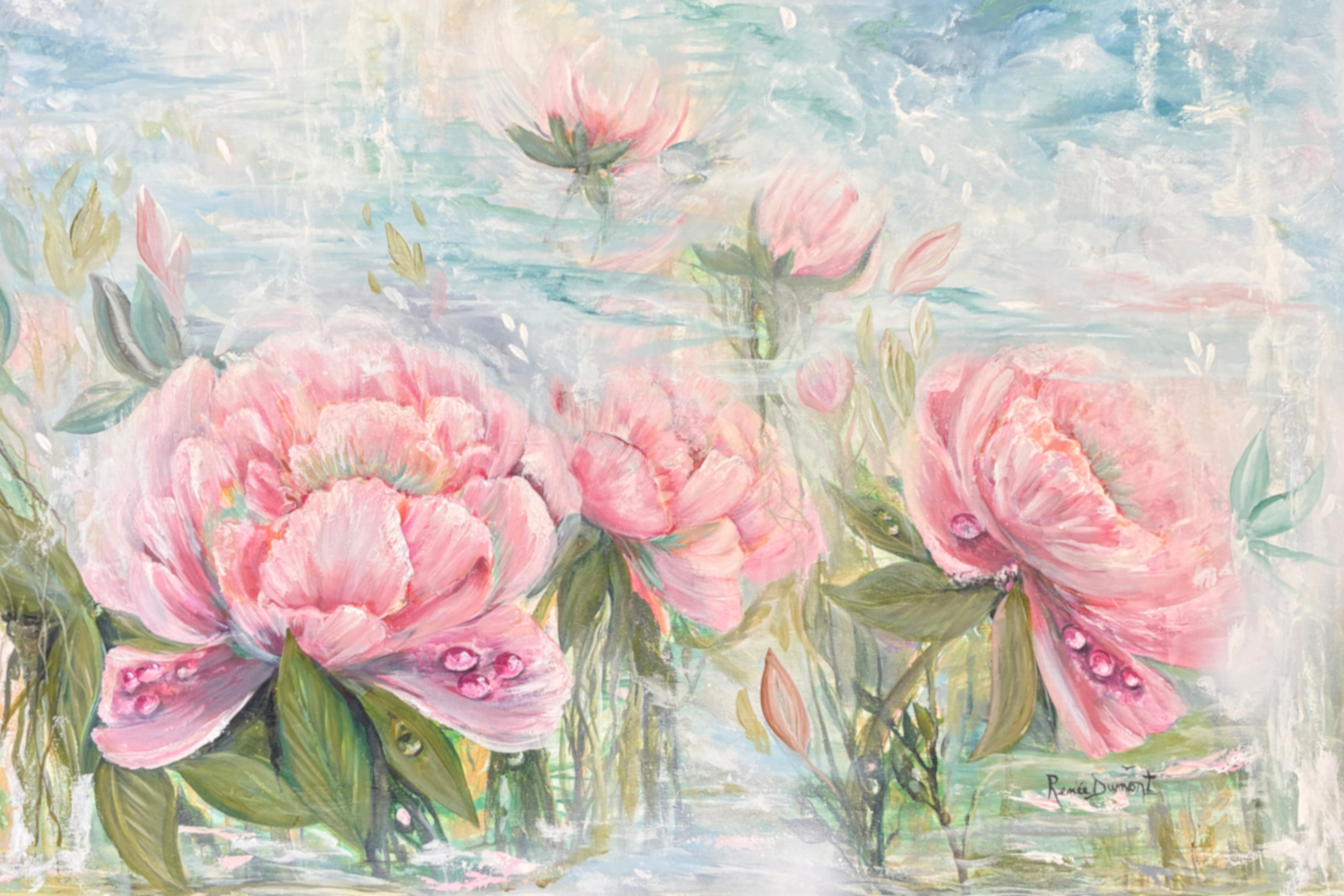 Contemporary Floral Landscape | Mixed Media & Oil Painting by Renee Dumont