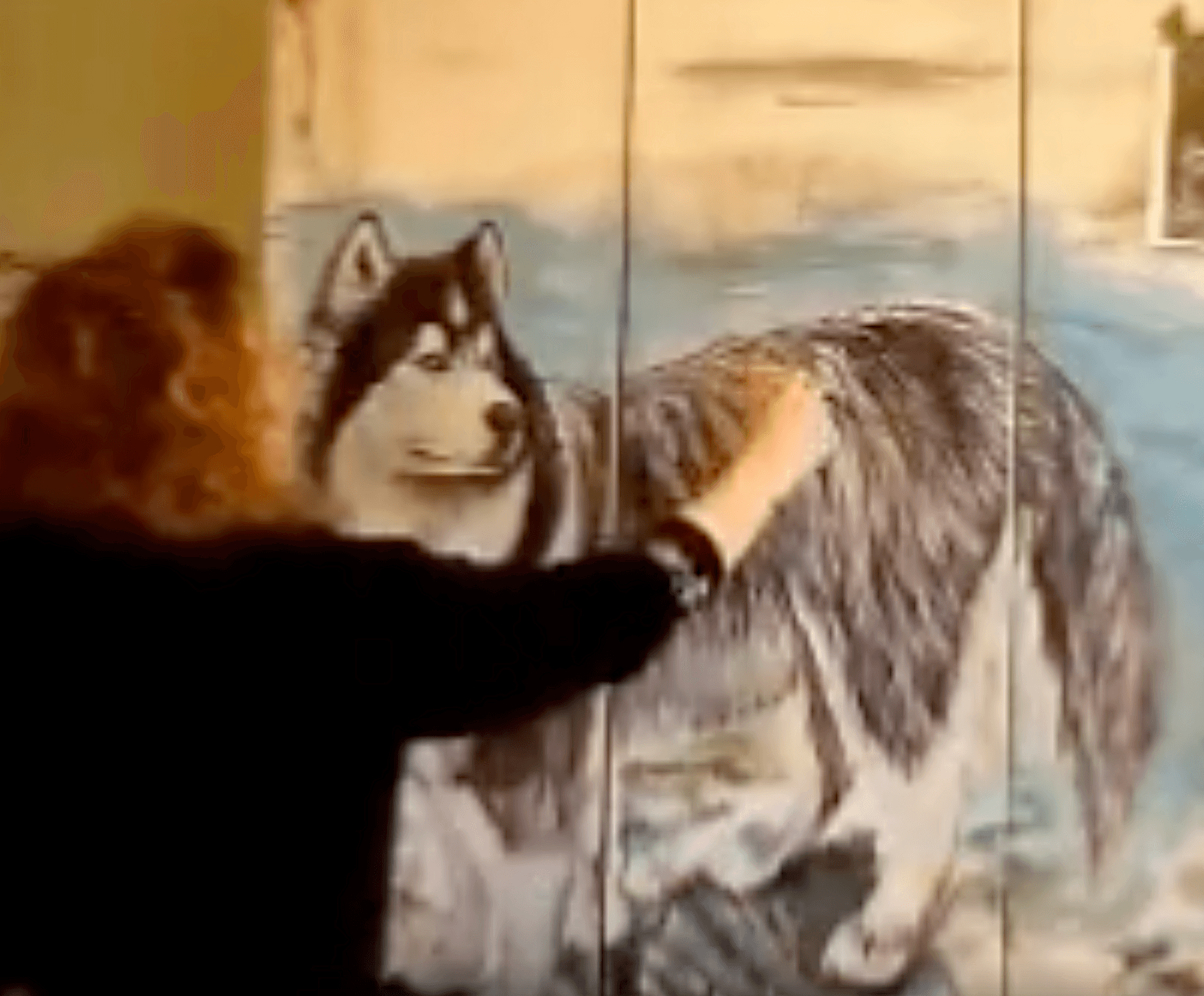 Progress Painting of a Husky | Mixed Media & Oil Pet Portrait by Renee Dumont