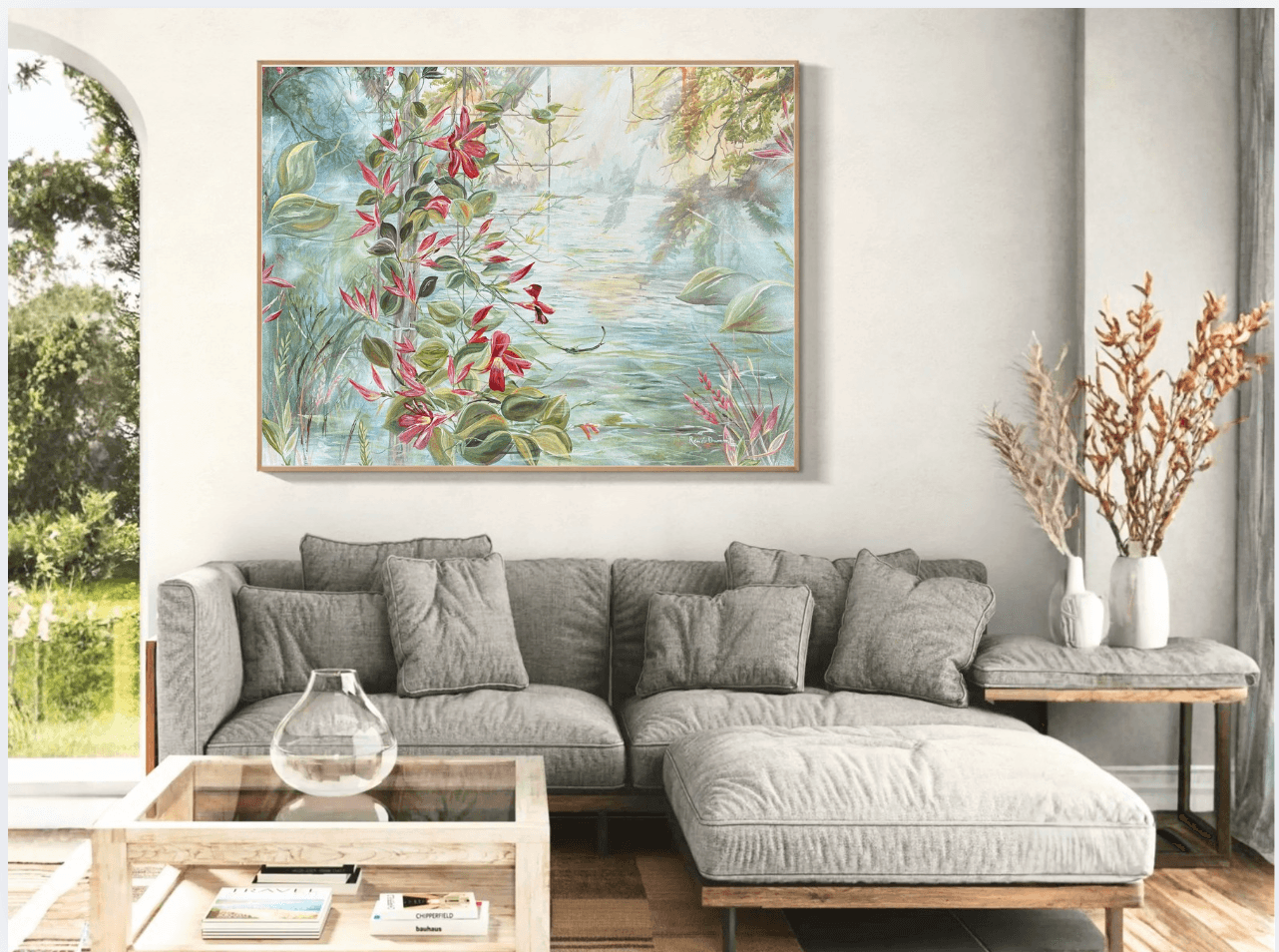 Floral Landscape - Mixed Media + Oil by Renee Dumont